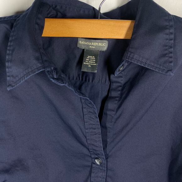 Y2K Banana Republic Button Down Shirt Dark Blue Womens Size XL 2007 Collection - Picture 5 of 7